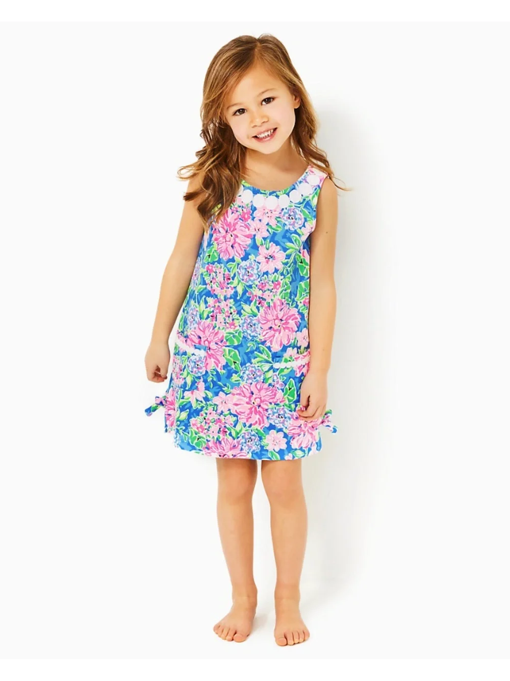 Lilly Pulitzer Girls Floral Shift Dress Blue Pink Sleeveless